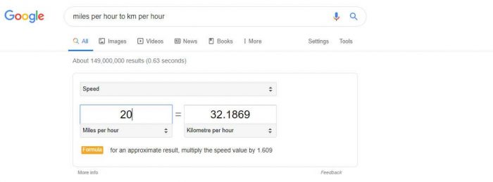 Google Speed conversion