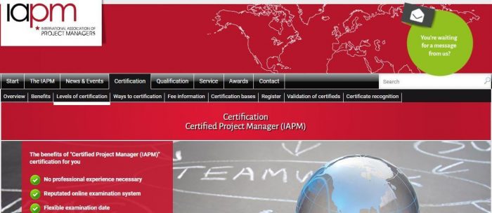 IAPM - project management certification